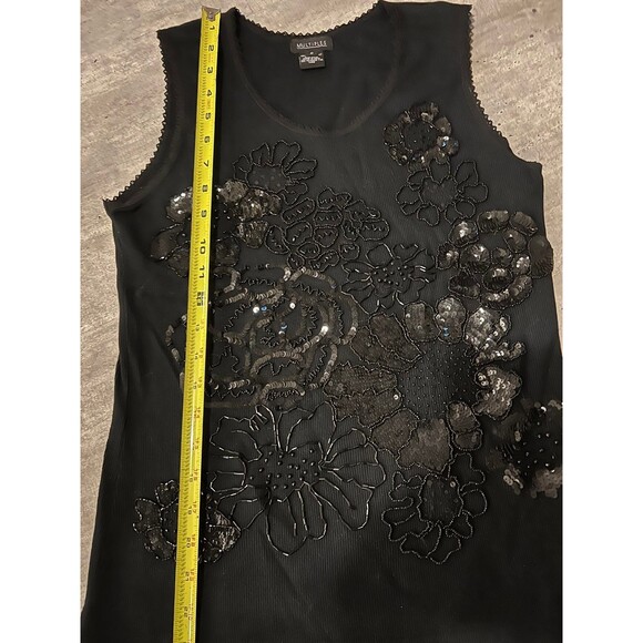 MULTIPLES SLEEVELESS SEQUIN EMBROIDERY TOP BLACK size 0 - Picture 3 of 8